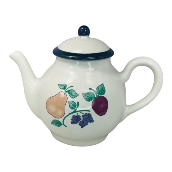 Orchard Medley by Princess House Vintage 80s Ceramic Tea Pot Fruit Pattern